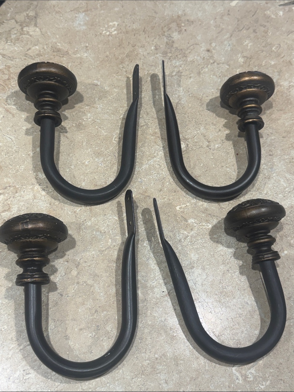 Classic Black & Bronze Curtain Holdback Hooks - Home Wall Decor